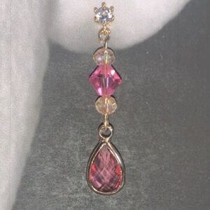 Handmade Drop dangle light Pink Sheer Sparkling Czech Crystal Pierced Earrings